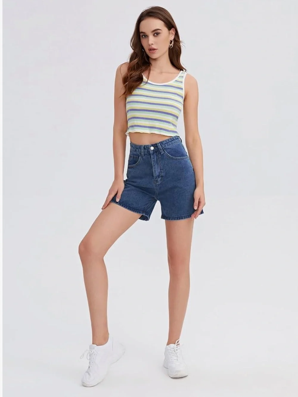 Women’s High-Waist Blue Denim Shorts
